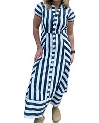 TCEC - Mixed Striped Pattern Button Down Midi Dress - Lyst
