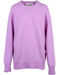 Amaranto - Oversized Crew Neck Sweater With Ribbed Details - Lyst