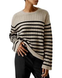 LILYSILK - Drop-Shoulder Striped Cashmere Sweater For - Lyst