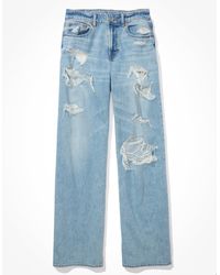 American Eagle Outfitters - Ae Ripped Super High-waisted baggy Wide-leg Jean - Lyst