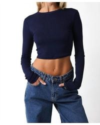 Olivaceous - Mia Fitted Ribbed Crop Long Sleeve Top - Lyst