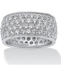 Palmbeach Jewelry - 3.30 Tcw Round Cubic Zirconia Platinum-Plated Sterling Eternity Band - Lyst