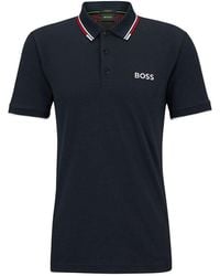 BOSS - Paddy Pro Navy Stretch Cotton Short Sleeve Polo T-shirt - Lyst