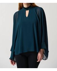 Joseph Ribkoff - Chiffon Poncho Top With Mock Neck Collar - Lyst