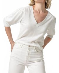 Lilla P - Elbow Sleeve Split Neck Top - Lyst