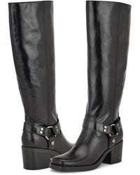 Nine West - Koop Boots Leather Square Toe Block Heel Zpo3674 - Lyst