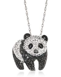 Ross-Simons - Black And White Diamond Panda Pendant Necklace - Lyst