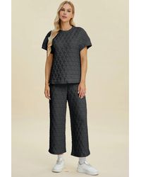 TRUEDAMES - Full Size Texture Round Neck Short Sleeve Top And Pants Set - Lyst