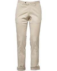 PT01 - Slim-Fit Stretch Gabardine Trousers With Cuffed Hem - Lyst