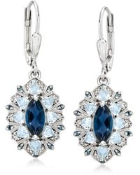 Ross-Simons - London And Sky Topaz Drop Earrings With Diamond Accents In Sterling Silver - Lyst