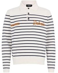 DSquared² - Long-Sleeve Polo Shirt With Classic Stripe Pattern - Lyst