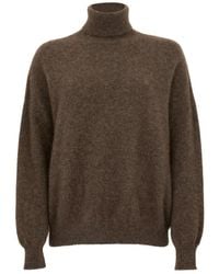 Vanisé - High Turtleneck Sweater With Puff Sleeves And Ribbed Hem - Lyst