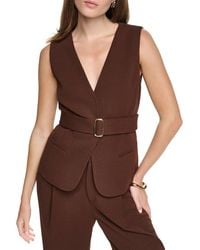 Halston - Vest Top Belt Top - Lyst