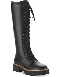 Sun & Stone - Aylssaa Faux Leather Tall Combat & Lace-up Boots - Lyst