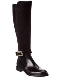 Roger Vivier - Suede & Leather Knee-High Boot - Lyst