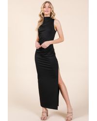 TRUEDAMES - Back Cut Out Side Shirring Side Slit Maxi Dress - Lyst
