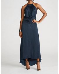 Halston - Slub Micro Satin Gown - Lyst