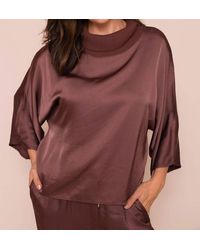Suzy D - Galina Silky Batwing Top With Rib Cowl Neck Top - Lyst