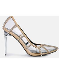 LONDON RAG - Diamante Clear High Heel Cage Faux Leathermps - Lyst