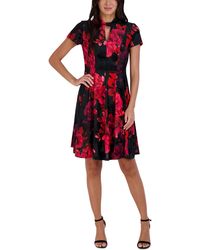 Signature By Robbie Bee - Petites Floral Print Cut Out Fit & Flare Dress - Lyst