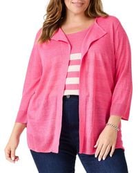 NIC+ZOE - Plus Featherweight Flyaway Linen-Blend Cardigan - Lyst