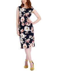 Connected Apparel - Floral Print Knee-length Wear To Work Dress - Lyst
