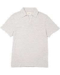 Officine Generale - Yarn-Dyed Short-Sleeve Polo With Johnny Collar - Lyst