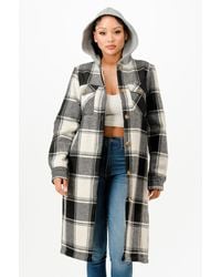 TRUEDAMES - Hooded Plaid Coat - Lyst