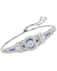Ross-Simons - Cz And . Simulated Sapphire Bolo Bracelet - Lyst