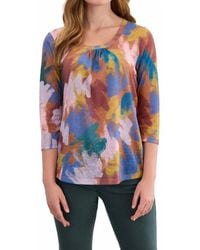 Fdj - 3/4 Sleeve Scoop-Neck Top - Lyst