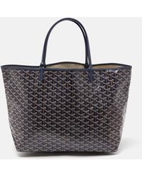 Goyard - Navy Ine Coated Canvas And Leather Saint Louis Gm Tote - Lyst