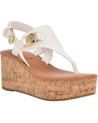 Tommy Hilfiger - Vani Faux Leather Platform Wedge Sandals - Lyst