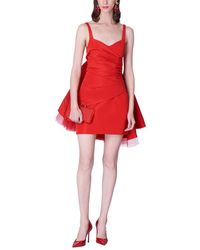 Carolina Herrera - Thin Strap Mini Wrap Silk Bodice Dress - Lyst