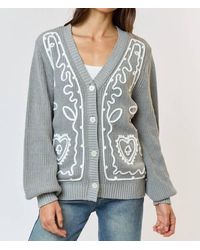 Lalavon - Heart Embroidery Button Down Cardigan - Lyst