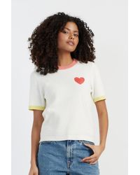 Chinti & Parker - Cream Cotton Heart Breton Crochet T-Shirt - Lyst