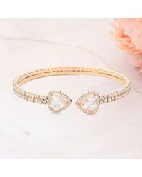 Fashnzfab - Cz Teardrop Stone Pointed Tip Rhinestone Paved Cuff Bracelet Clear - Lyst
