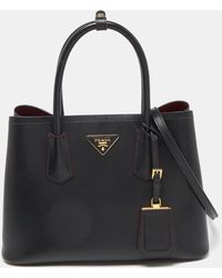 Prada - Saffiano Cuir Leather Small Double Handle Tote - Lyst