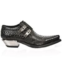 New Rock - 7934-S2 Embossed Leather Buckle West Boots - Lyst