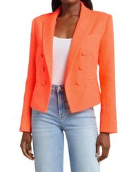 L'Agence - Pre-Loved Brooke Double Breasted Tweed Cropped Blazer - Lyst