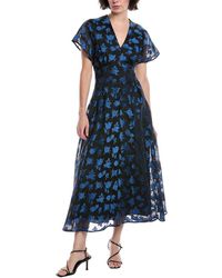 Lela Rose - Floral Jacquard Silk-Blend Midi Dress - Lyst