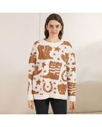 TRUEDAMES - Western Pattern Crew Neck Sweater - Lyst