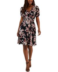 Connected Apparel - Swiss Dot Floral Fit & Flare Dress - Lyst
