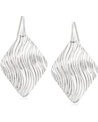 Ross-Simons Italian Sterling Silver Diamond-shaped Drop Earrings In Sterling Silver - White