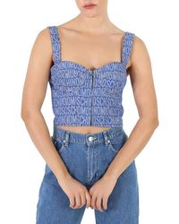Moschino - Ladies Fantasy Print Monogram Denim Cropped Top - Lyst