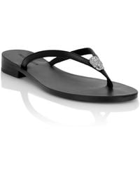 Philipp Plein - Nappa Flip Flop Sandals Crystal Skull - Lyst