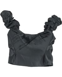 LoveShackFancy - Pleated Scrunched Off-Shoulder Crop Top - Lyst