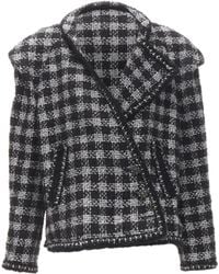 Chanel - 11a Fantasy Tweed Silver Checkered Asymmetric Collar Jacket - Lyst