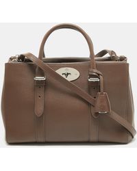Mulberry - Taupe Leather Small Bayswater Double Zip Tote - Lyst