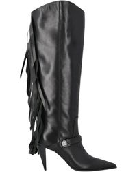 Pinko - Knee-High Fringe Boots With Pointed Toe And Angled Heel - Lyst
