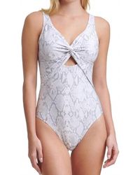 DKNY - Printed Peek-A-Boo Twist One Piece Swimsuit - Lyst
